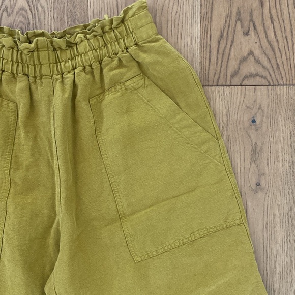 High Waist Olive Green Women's Shorts - Picture 3 of 5